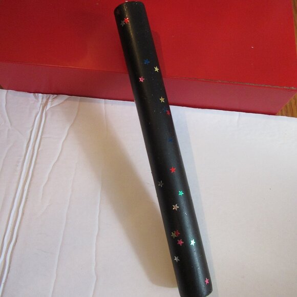 8" Flat sheet Bees Wax Candle. Black w/ Colourful Stars, Organic - Picture 5 of 6